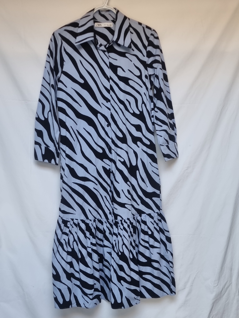 Zara Black & White Zebra-Print Shirt Dress